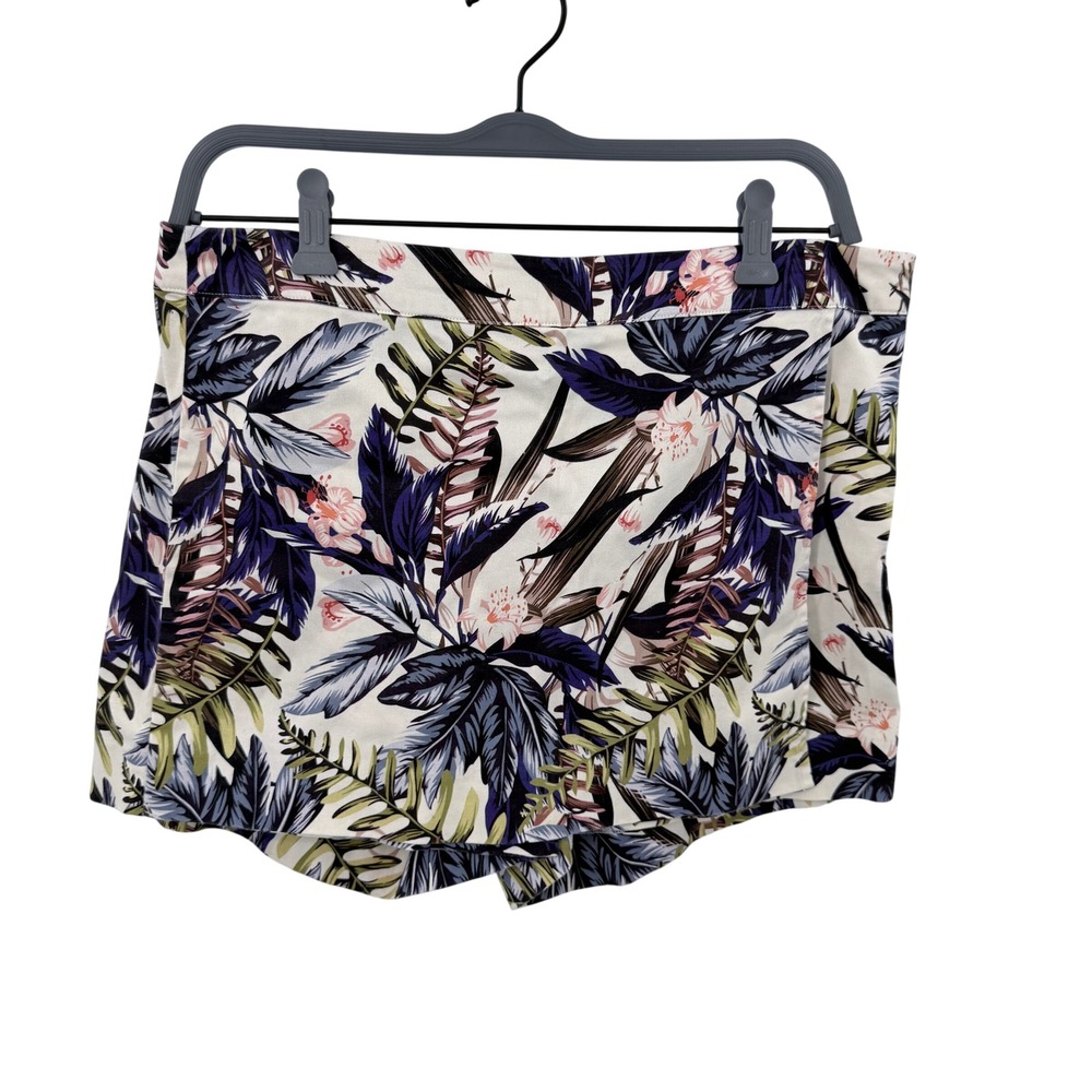 Boston Proper Womens Tropical Floral Skort Size 6 Navy Pink Cream Botanical Mini